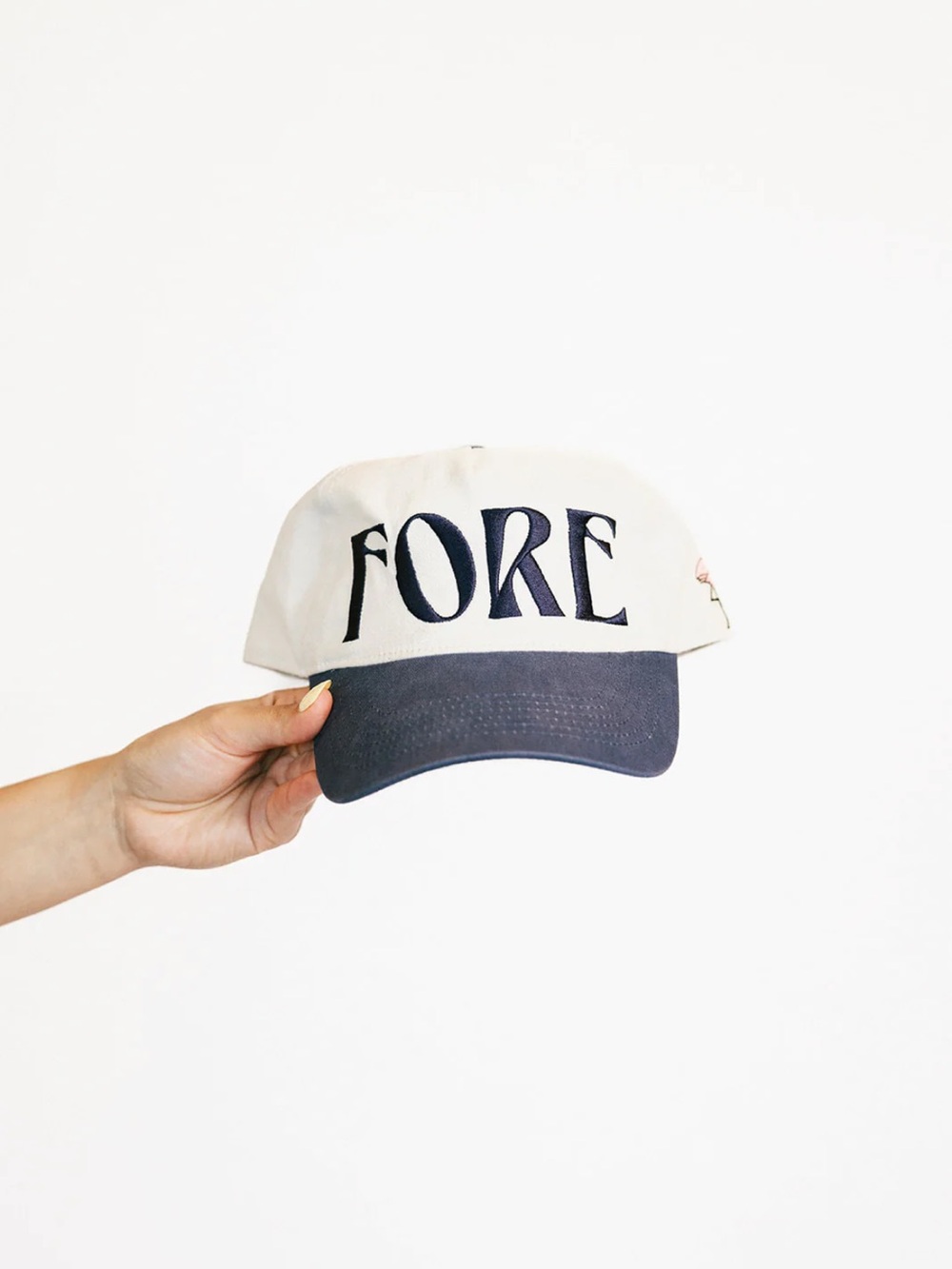 Fore All Two-Tone Baseball Cap in White and Indigo